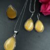 Elegant oxidized drop stone necklace combo set for women.