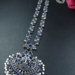 Bulk 130 Traditional Floral Art Necklace | Silver Replica Ethnic Stone & Pearl Work Perfect Jewelry for Women - "Blue"