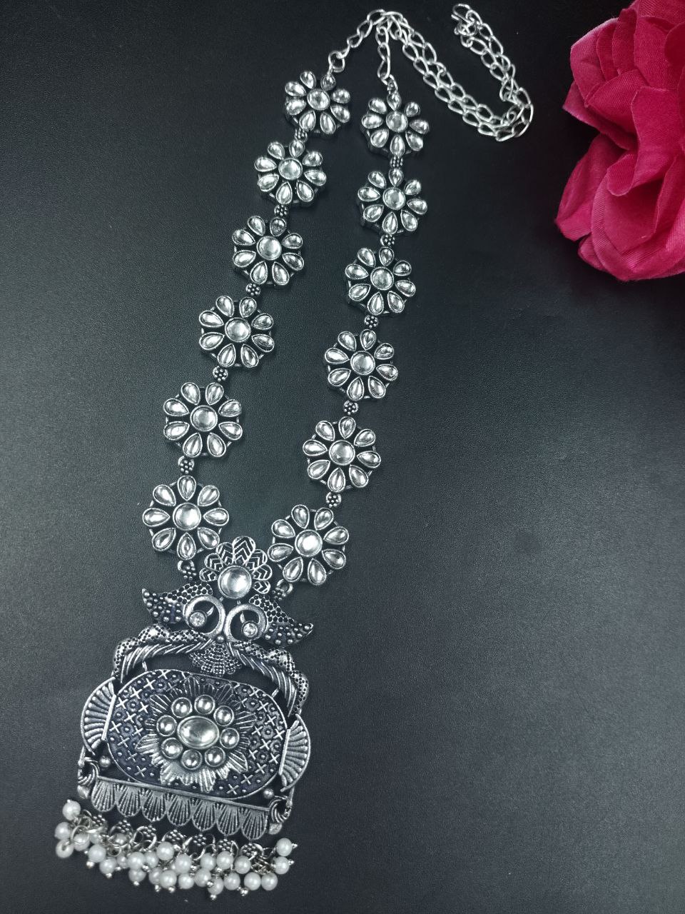 Elegant Floral Art Peacock Necklace | Traditional Stone & Pearl Work Party Wear Amazing Jewelry 8 Elegant floral art peacock necklace with traditional stone and pearl work design