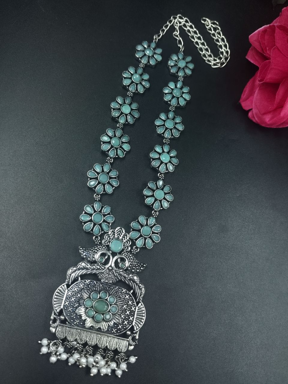 Elegant Floral Art Peacock Necklace | Traditional Stone & Pearl Work Party Wear Amazing Jewelry 2 Elegant floral art peacock necklace with traditional stone and pearl work design