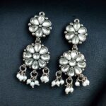 Bulk 86 Traditional Flower Design Earrings | Stone & Pearl Work Perfect Jewelry For Girls - "White"