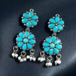 Bulk 92 Traditional Flower Design Earrings | Stone & Pearl Work Perfect Jewelry For Girls - "Aqua"
