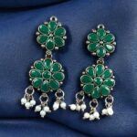 Bulk 94 Traditional Flower Design Earrings | Stone & Pearl Work Perfect Jewelry For Girls - "Green"