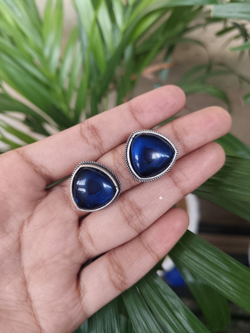 Silver PLated Triangle Stud Earrings | Ethnic Jewelry 1 Silver PLated Triangle Stud Earrings | Ethnic Jewelry