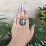 Oxidised Eagle Design Adjustable Ring For Girls