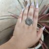 Oxidised Flower Ring | Adjustable Silver Plated Ring