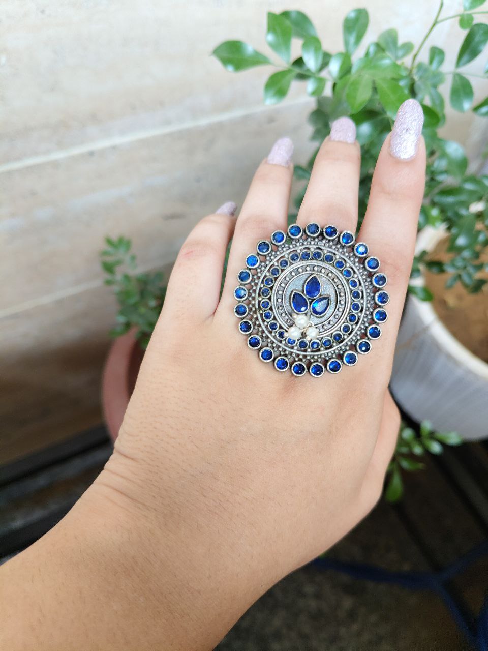 Silver Replica Stone Work Oxidised Rings 1 Silver Replica Stone Work Oxidised Rings