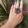 Oxidised Flower Design Ring For Girls