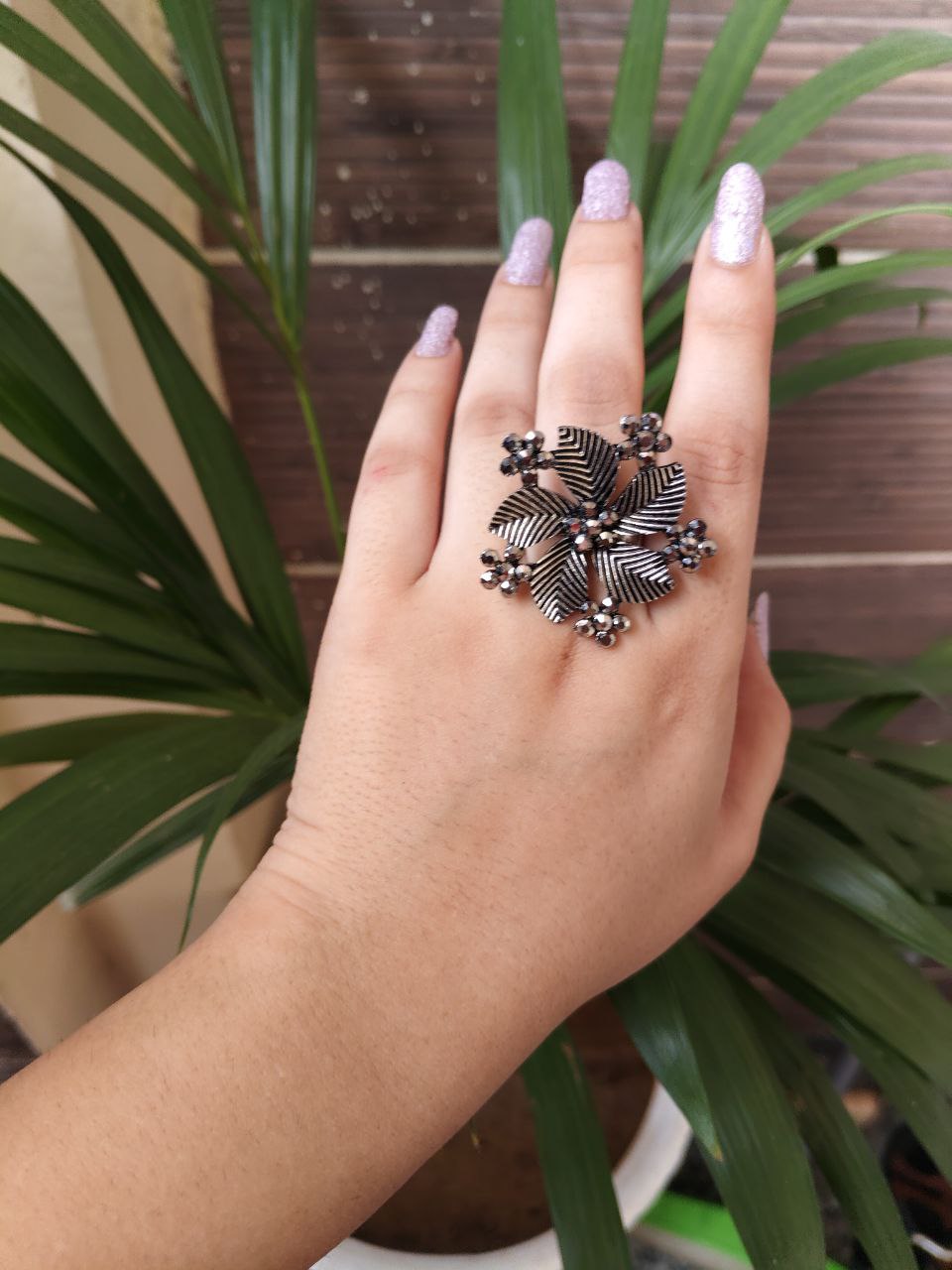 Oxidised Flower Design Ring For Girls 1 Oxidised Flower Design Ring For Girls