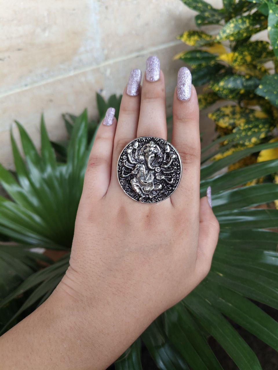 Oxidised Ganesha Ring | Free Size oxidized Rings For Girls 1 Oxidised Ganesha Ring | Free Size oxidized Rings For Girls