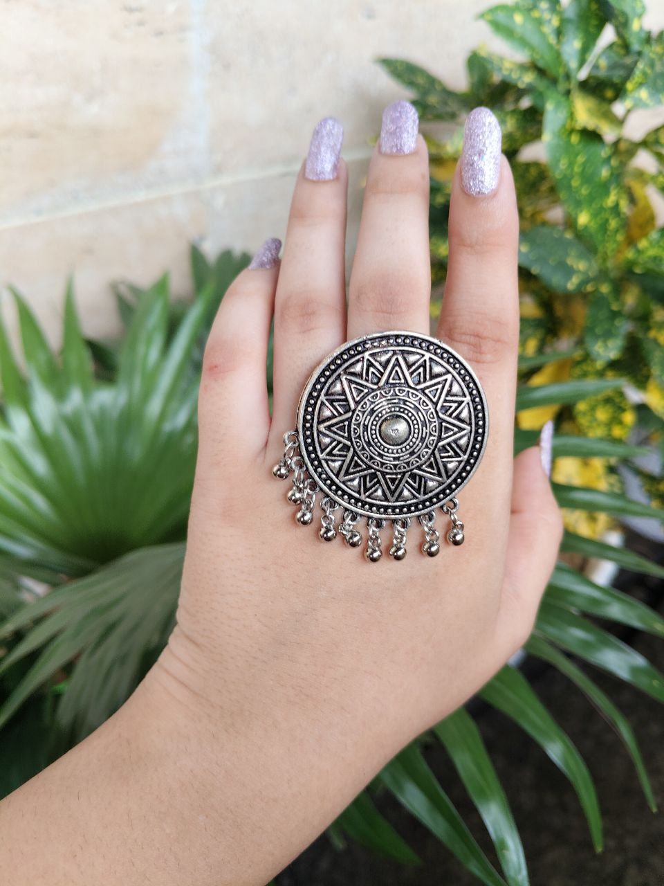 Oxidised Round Design Antique Adjustable Ring For Girls 1 Oxidised Round Design Antique Adjustable Ring For Girls