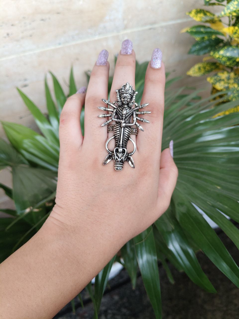 Oxidised Religious Design adjustable Ring 1 Oxidised Religious Design adjustable Ring