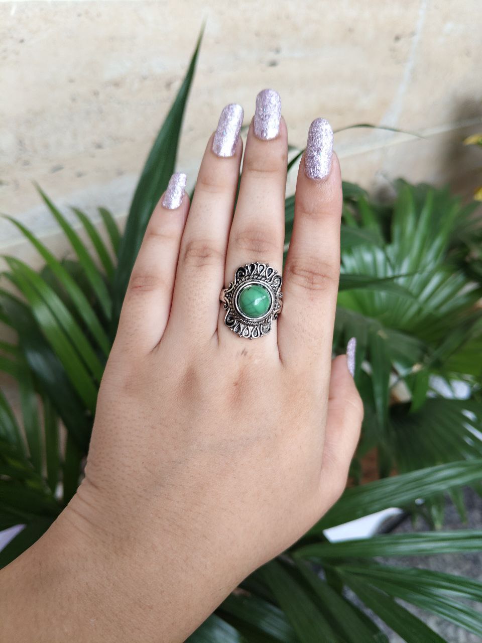 Unique Green Stone Oxidized Ring For Girls 1 Unique Green Stone Oxidized Ring For Girls