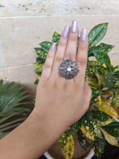 Unique Oxidised Silver Plated Rings in Adjutable Size