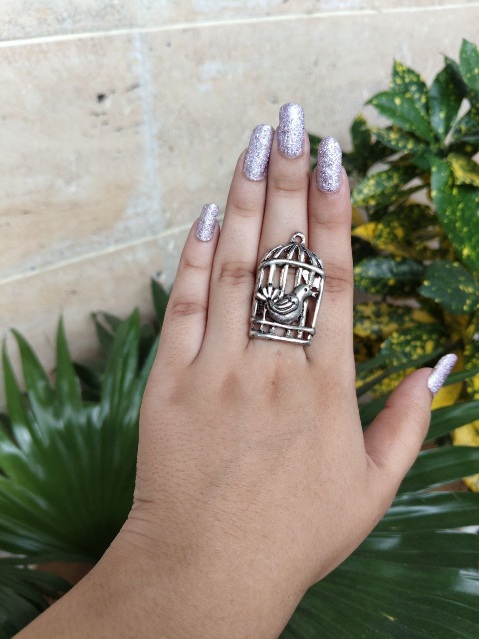 German Silver Bird Cage Adjustable Size Ring For Girls 1 German Silver Bird Cage Adjustable Size Ring For Girls