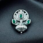 Bulk 50 Adjustable Silver Plated Lotus Ring | Stone Ethnic Unique Jewelry for Women - "Green"