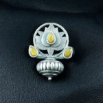 Bulk 52 Adjustable Silver Plated Lotus Ring | Stone Ethnic Unique Jewelry for Women - "Yellow"