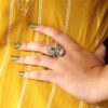 Adjustable Silver Plated Lotus Ring | Stone Ethnic Unique Jewelry for Women 18 Adjustable silver plated lotus ring with stone ethnic design for women