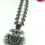 Bulk 36 Beautiful Stone & Pearl Work Peacock Necklace | Silver Plated Oxidized Party Wear Jewelry - "Black"