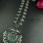 Bulk 28 Beautiful Stone & Pearl Work Peacock Necklace | Silver Plated Oxidized Party Wear Jewelry - "Green"