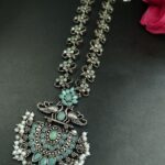 Bulk 42 Beautiful Stone & Pearl Work Peacock Necklace | Silver Plated Oxidized Party Wear Jewelry - "Mint"