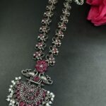 Bulk 30 Beautiful Stone & Pearl Work Peacock Necklace | Silver Plated Oxidized Party Wear Jewelry - "Red"