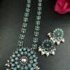 Oxidized Stone & Pearl Work Traditional Necklace Set | Elegant Best Party Wear Jewelry for Women 11 Oxidized stone and pearl work traditional necklace set with matching earrings for women.