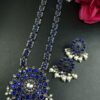Oxidized Stone & Pearl Work Traditional Necklace Set | Elegant Best Party Wear Jewelry for Women 9 Oxidized stone and pearl work traditional necklace set with matching earrings for women.