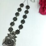 Bulk 102 Oxidized Peacock Necklace | Silver Replica Flower Design Best Jewelry for Weddings and Parties - "Black"