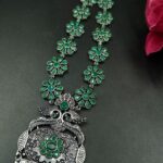 Oxidized Peacock Necklace | Silver Replica Flower Design Best Jewelry for Weddings and Parties