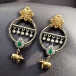 Bulk 50 Ethnic Nandi Dangler Earrings | Two-Tone Circle Design with Stone & Pearl Work Unique Jewelry - "Green"