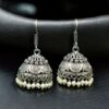 Handmade Jhumka Earrings | Daily Wear Ethnic Hook Dangler with Pearl Work Best Jewelry 3 Handmade jhumka earrings with pearl work, hook dangler design for daily wear ethnic jewelry.