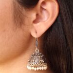 Handmade Jhumka Earrings | Daily Wear Ethnic Hook Dangler with Pearl Work Best Jewelry