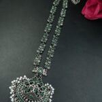 Bulk 118 Traditional Floral Art Necklace | Silver Replica Ethnic Stone & Pearl Work Perfect Jewelry for Women - "Green"