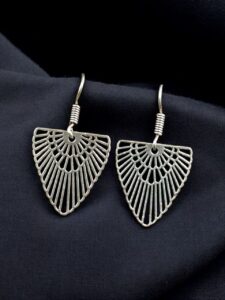 Designer German Silver Earrings | Hook Dangler Unique Jewelry