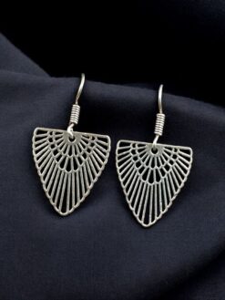 Designer German silver earrings with unique lightweight ethnic style.