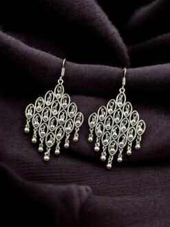 Traditional look-alike unique design earrings with ghungroo hook dangler ethnic jewelry for women.