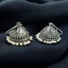 Oxidized Leaf Design Jhumka Earrings | Ethnic Hook Dangler with Pearl Work Best Jewelry 3 Leaf design jhumka earrings with pearl detailing, ethnic hook danglers for women, perfect party wear jewelry.