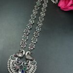 Bulk 168 Traditional Peacock Design Necklace | Oxidized Silver Replica Stone Work Amazing Jewelry - "Multi"