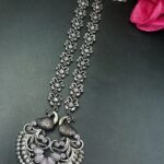 Bulk 172 Traditional Peacock Design Necklace | Oxidized Silver Replica Stone Work Amazing Jewelry - "Baby Pink"