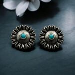 Bulk 150 Vintage Look Flower Design Toe Ring | Oxidized Silver Replica Stone Work Best Jewelry for Women - "Aqua"