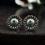 Bulk 154 Vintage Look Flower Design Toe Ring | Oxidized Silver Replica Stone Work Best Jewelry for Women - "Green"