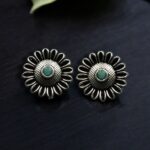 Bulk 158 Vintage Look Flower Design Toe Ring | Oxidized Silver Replica Stone Work Best Jewelry for Women - "Mint"