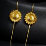 Bulk 140 Western Look Gold Plated Earcuff | Beautiful Flower Design Stone Jewelry For Girls - "Yellow"
