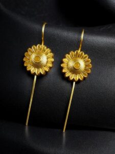 Western Look Gold Plated Earcuff | Beautiful Flower Design Stone Jewelry For Girls - color: "Yellow"