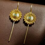 Bulk 142 Western Look Gold Plated Earcuff | Beautiful Flower Design Stone Jewelry For Girls - "Mint"