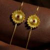 Gold plated floral earcuff with stone design for girls