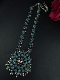 Oxidized necklace with pearl and stone work for traditional party wear