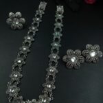 Bulk 106 German Silver Flower Necklace (Combo set) | Stone Work Adjustable Thread Best Party Wear Jewelry - "White"