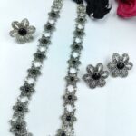 Bulk 108 German Silver Flower Necklace (Combo set) | Stone Work Adjustable Thread Best Party Wear Jewelry - "Black"